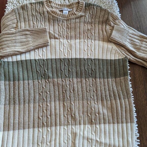 Geoffrey Beene 90s/Y2K cable knit color block strip sweater. Sz L - Picture 3 of 13